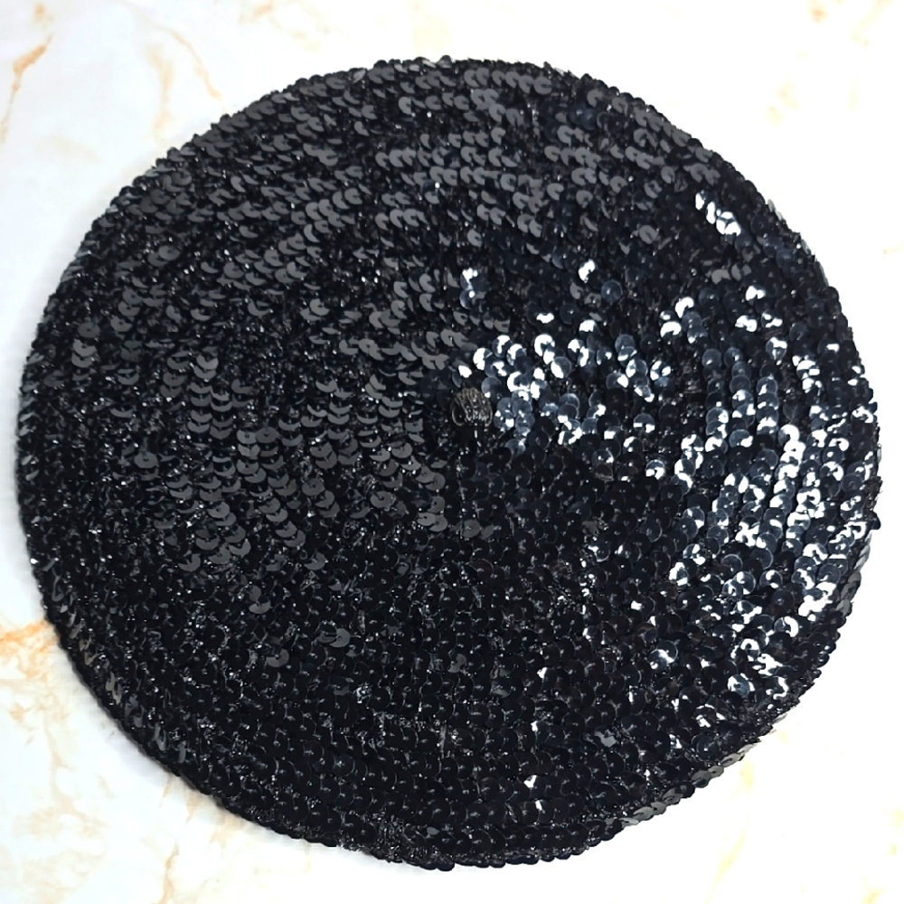 Kurt Geiger Black Sequin Beret New with Tags